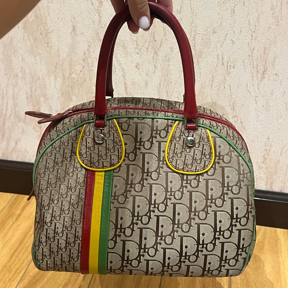 Vintage Dior Monogram Satchel - Red, Green, Yellow Accents